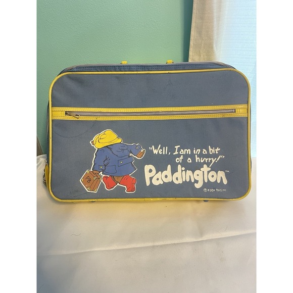 Vintage 1970s Paddington Bear Suitcase Eden Toys Blue Yellow 17